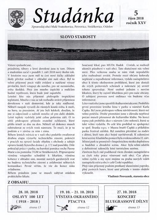 Studánka : zpravodaj obcí Malé Svatoňovice, Petrovice, Strážkovice, Odolov