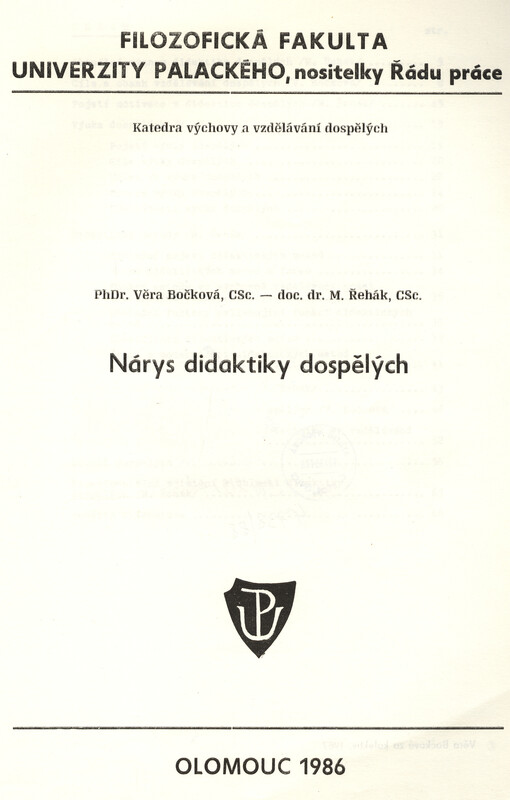 Nárys didaktiky dospělých :[určeno pro stud. oboru vých. a vzdělávání dospělých]