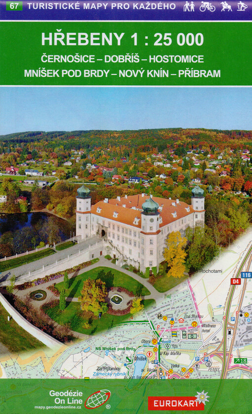 Hřebeny : Černošice, Dobříš, Hostomice, Mníšek pod Brdy, Nový Knín, Příbram : turistická, cykloturistická a lyžařská mapa 1:25 000