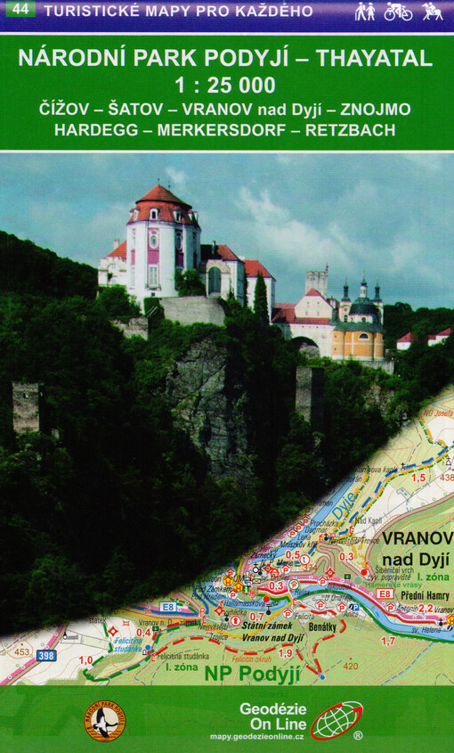 Národní park Podyjí = Nationalpark Thayatal : Čížov, Šatov, Vranov nad Dyjí, Znojmo, Hardegg, Merkersdorf, Retzbach : turistická a cykloturistická mapa 1:25 000