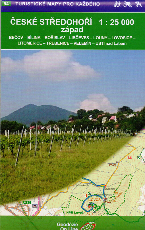 České středohoří - západ : Bečov, Bílina, Bořislav, Libčeves, Louny, Lovosice, Litoměřice, Třebenice, Velemín, Ústí nad Labem : cykloturistická a turistická mapa 1:25 000