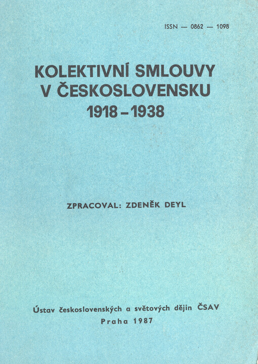 Kolektivní smlouvy v Československu :1918-1938