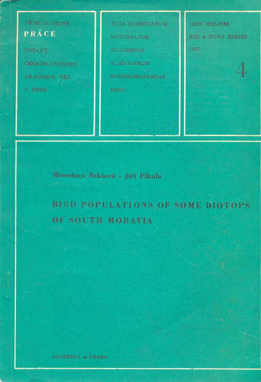 Bird populations of some biotops of South Moravia