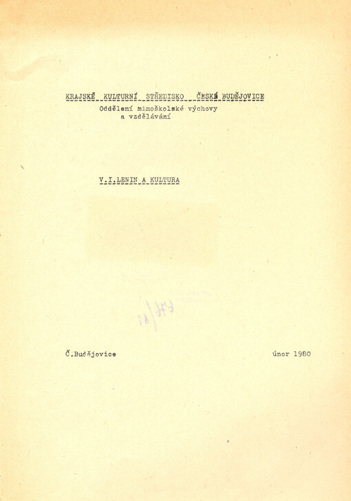 V.I. Lenin a kultura