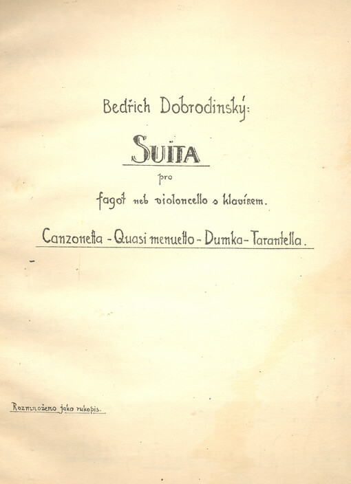 Suita pro fagot neb violoncello s klavírem