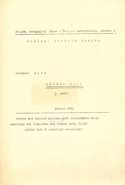 Reálie SSSR. 1. sešit