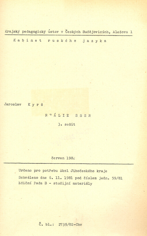 Reálie SSSR. 3. sešit