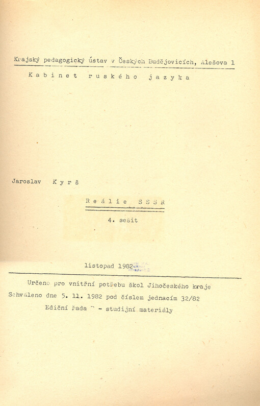 Reálie SSSR. 4. sešit