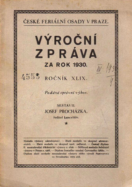 Výroční zpráva českých feriálních osad v Praze za rok ...