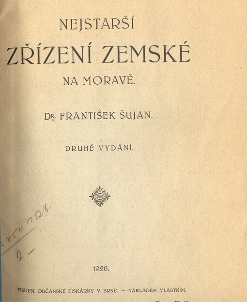 Nejstarší zřízení zemské na Moravě
