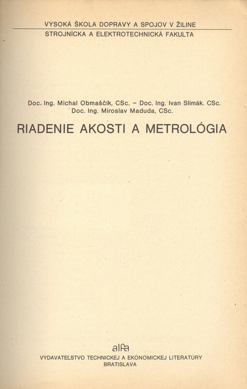 Riadenie akosti a metrológia
