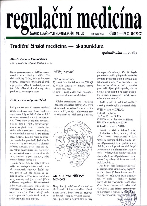 Regulační medicína : časopis lékařských nekonvenčních metod