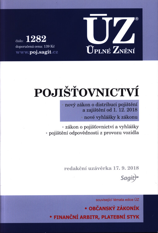 ÚZ č. 1282 Pojišťovnictví, pojištění odpovědnosti z provozu vozidla