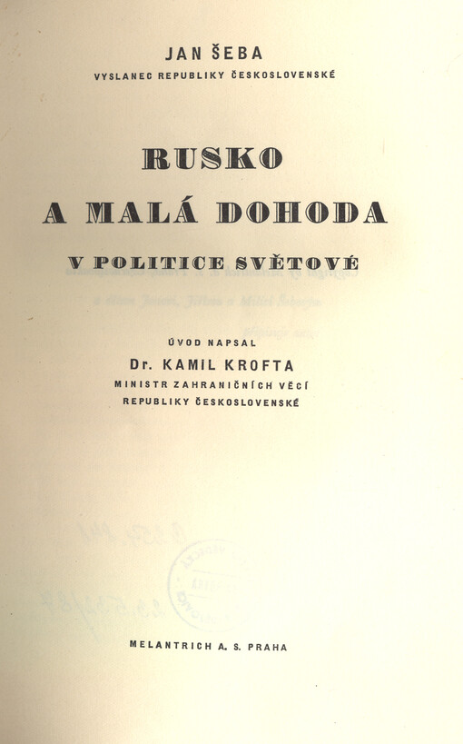 Rusko a Malá dohoda v politice světové