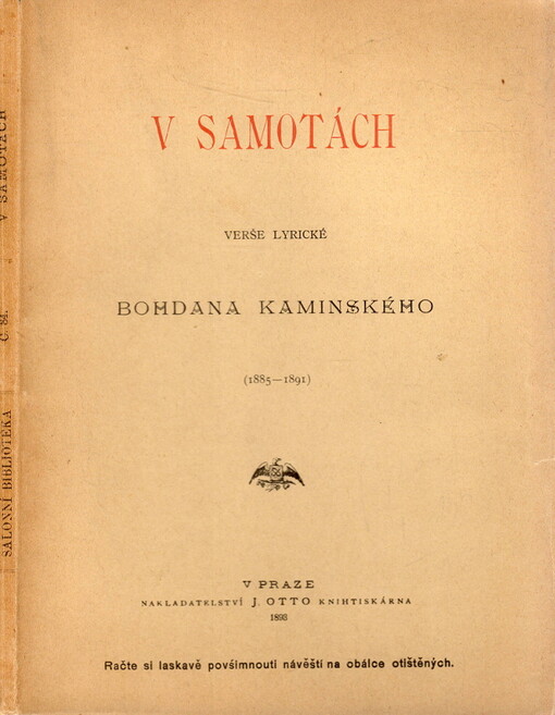 V samotách :verše lyrické Bohdana Kaminského : (1885-1891)