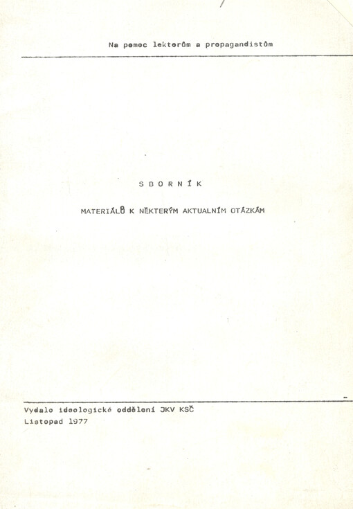 Sborník materiálů k některým aktuálním otázkám