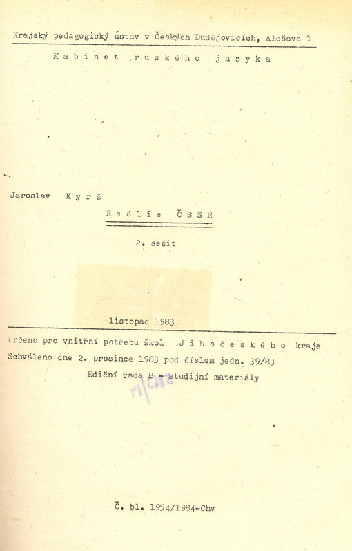 Reálie ČSSR. 2. sešit