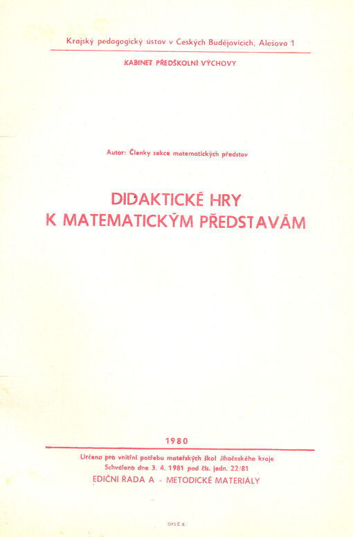 Didaktické hry k matematickým představám