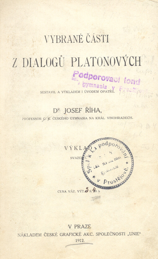 Vybrané části z dialogů Platonových: výklad