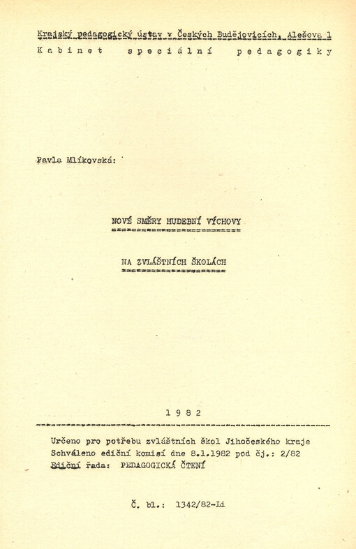 Nové směry hudební výchovy na zvláštních školách
