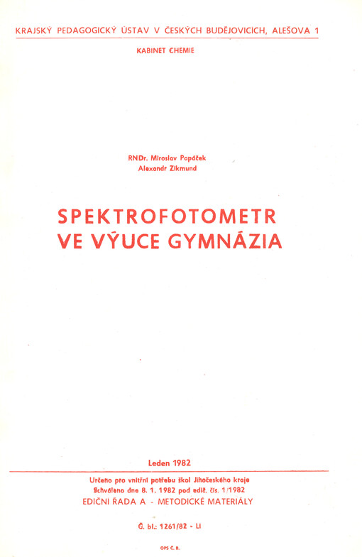 Spektrofotometr ve výuce gymnázia