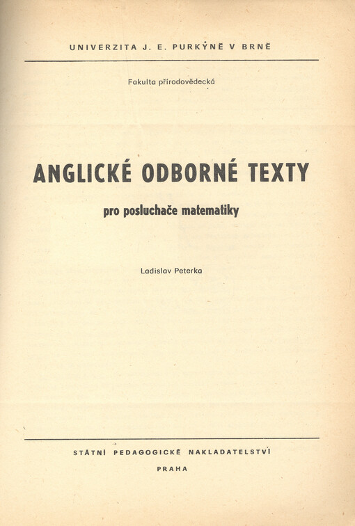 Anglické odborné texty pro posluchače matematiky