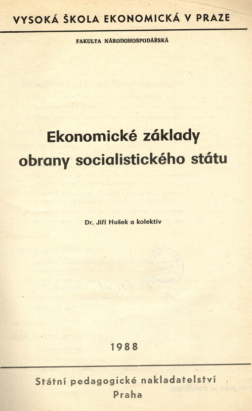 Ekonomické základy obrany socialistického státu