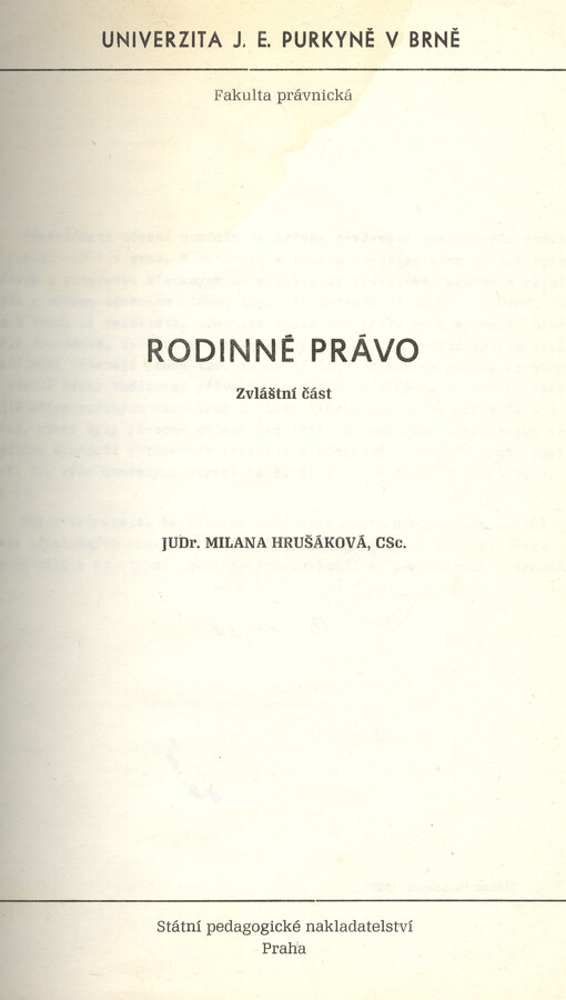 Rodinné právo : zvláštní část