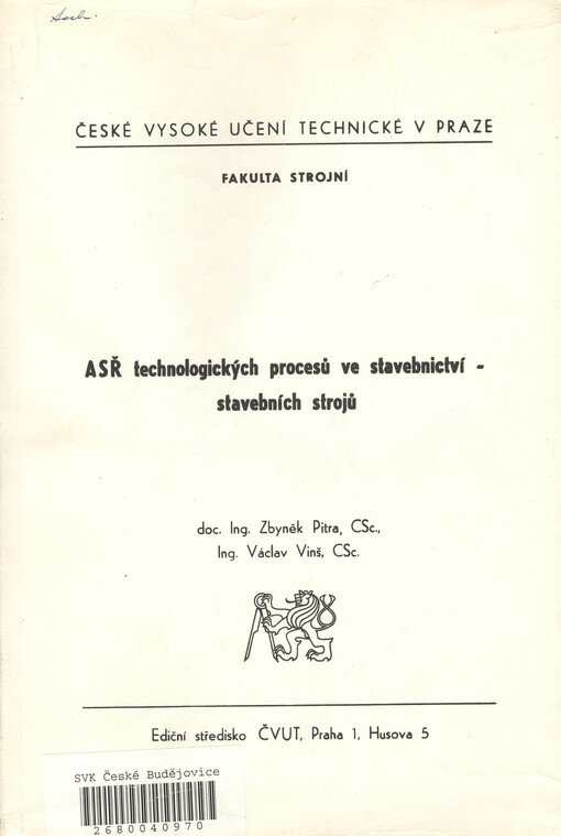 ASŘ technologických procesů ve stavebnictví-stavebních strojů