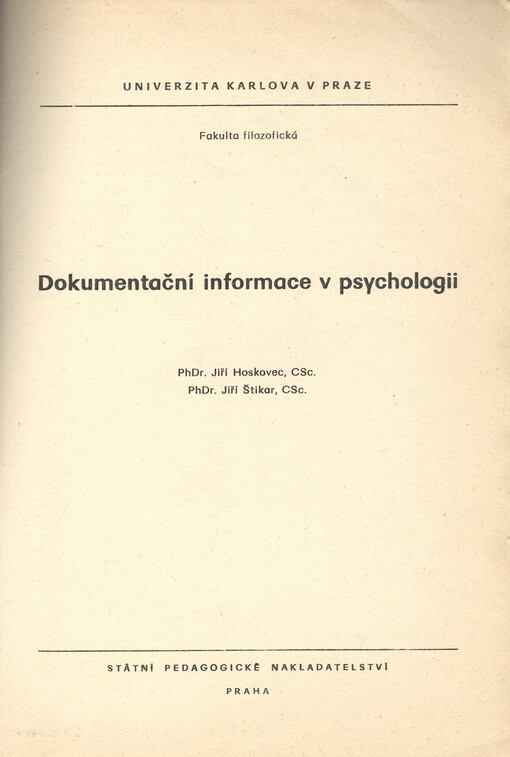 Dokumentační informace v psychologii