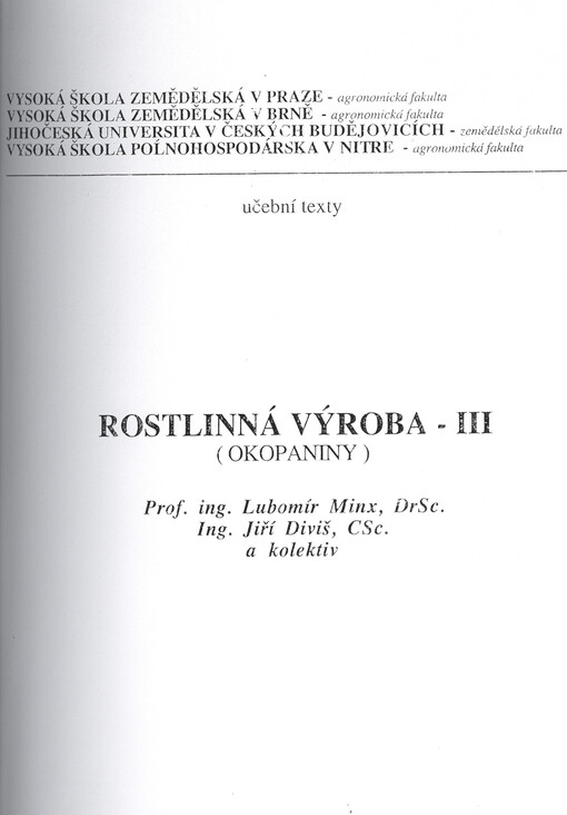 Rostlinná výroba - III : (okopaniny)
