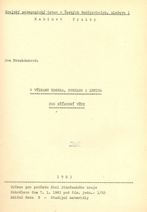 O významu Hegela, Engelse a Lenina pro přírodní vědy