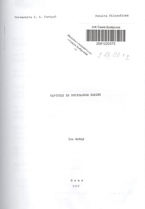 Kapitoly ze sociologie rodiny