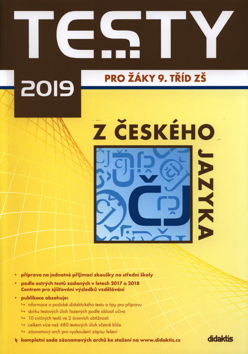 Testy 2019 z českého jazyka pro žáky 9. tříd ZŠ