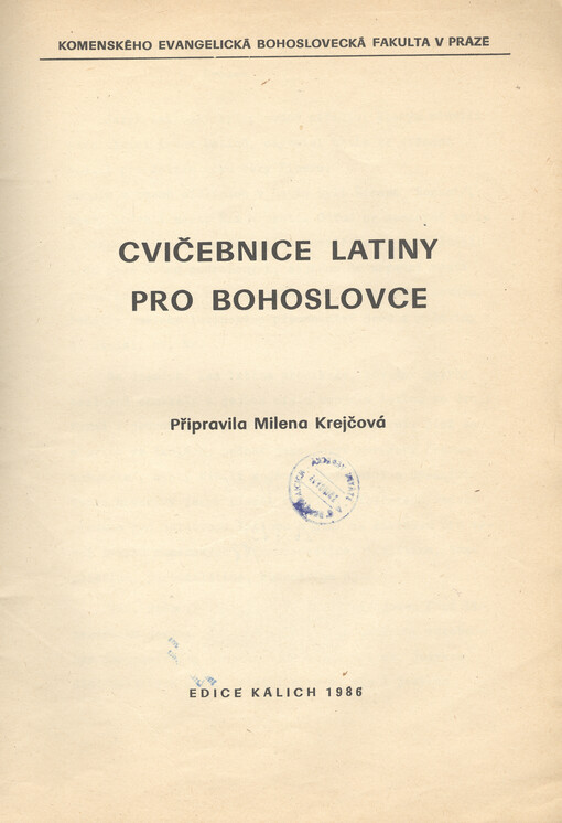Cvičebnice latiny pro bohoslovce
