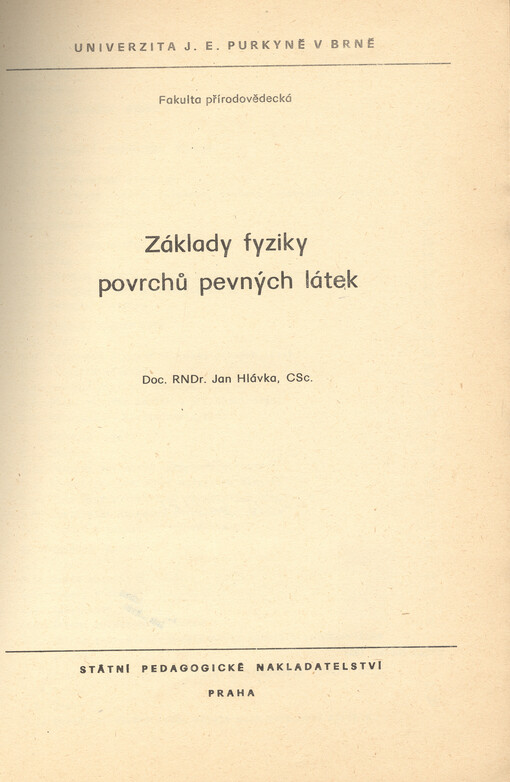 Základy fyziky povrchů pevných látek
