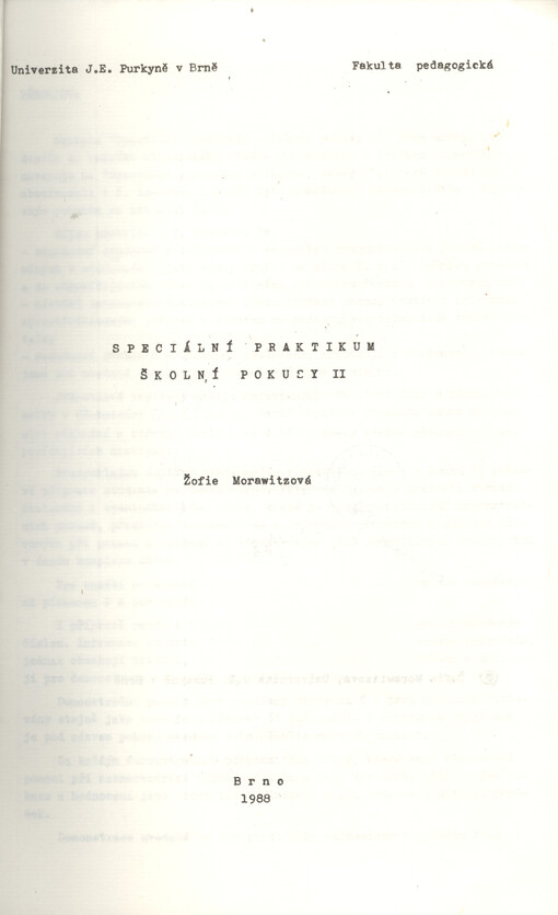 Speciální praktikum : školní pokusy II
