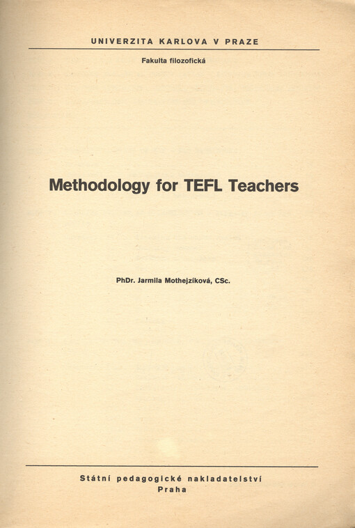 Methodology for TEFL Teachers