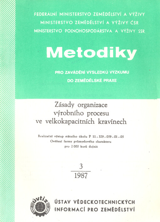 Zásady organizace výrobního procesu ve velkokapacitních kravínech
