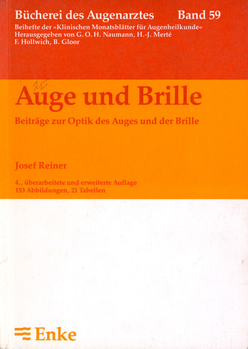 Auge und Brille : Beiträge zur Optik des Auges und der Brille