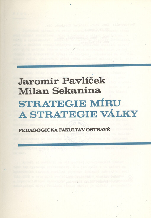 Strategie míru a strategie války