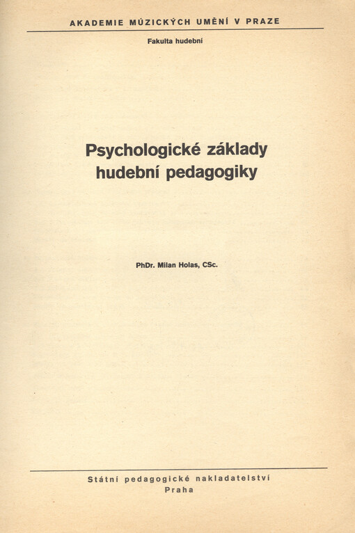 Psychologické základy hudební pedagogiky
