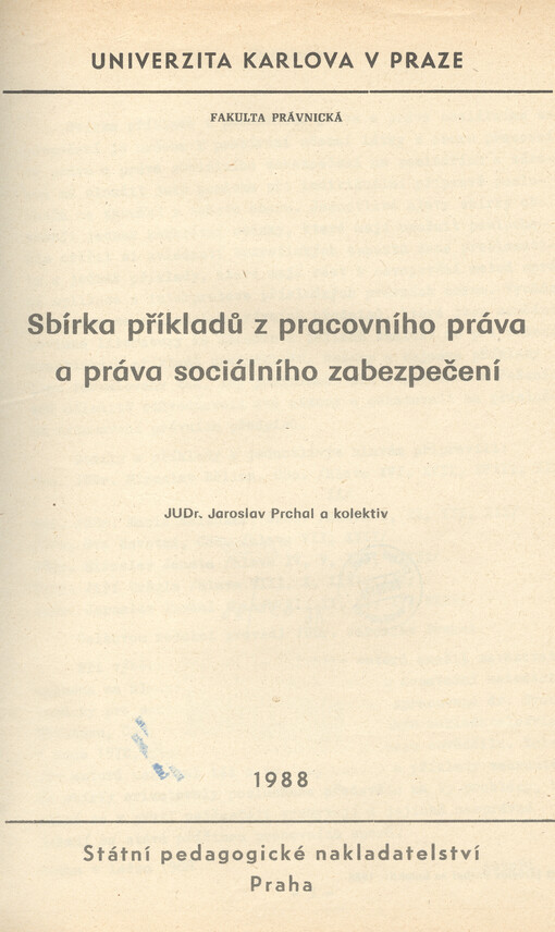 Sbírka příkladů z pracovního práva a práva sociálního zabezpečení