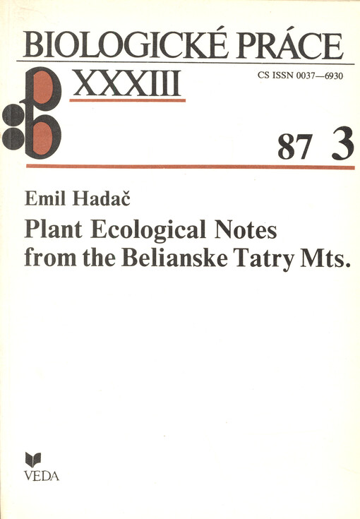 Plant ecological notes from the Belianske Tatry mts.