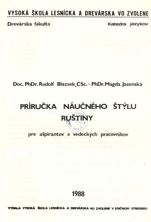 Príručka náučného štýlu ruštiny : pre ašpirantov a vedeckých pracovníkov