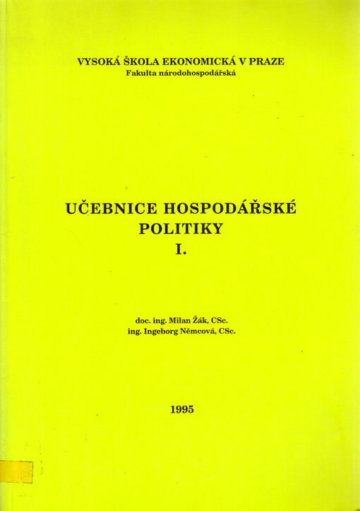 Učebnice hospodářské politiky I
