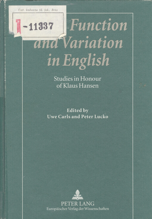 Form, function and variation in English : studies in honour of Klaus Hansen