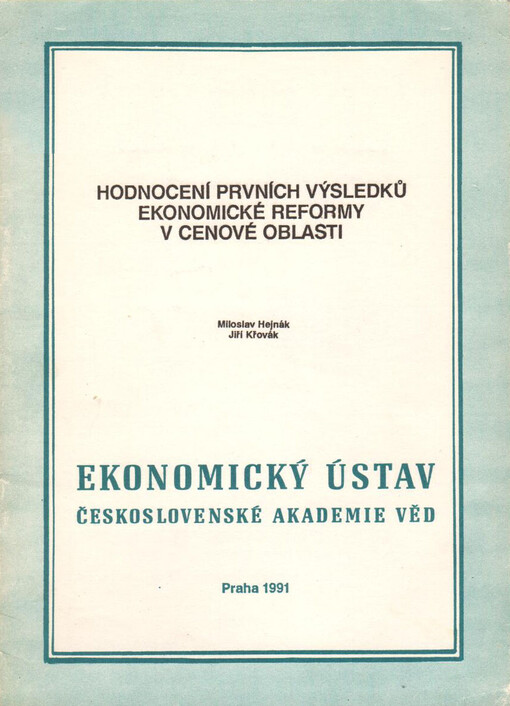 Hodnocení prvních výsledků ekonomické reformy v cenové oblasti
