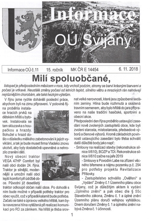 Informace OÚ Svijany