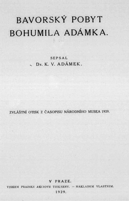 Bavorský pobyt Bohumila Adámka